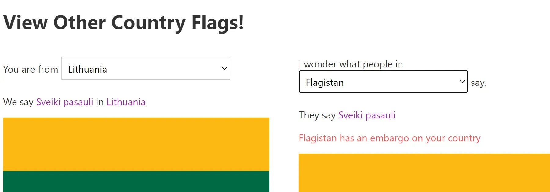 Switching to another flag Switching to Flagistan