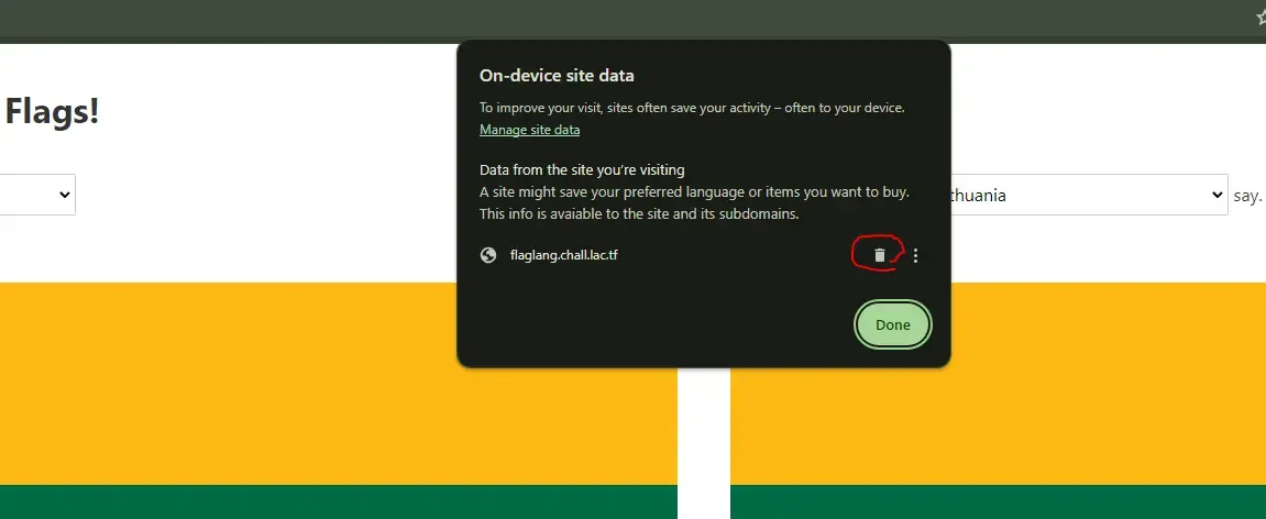 Deleting current cookies to get the flag Deleting cookie